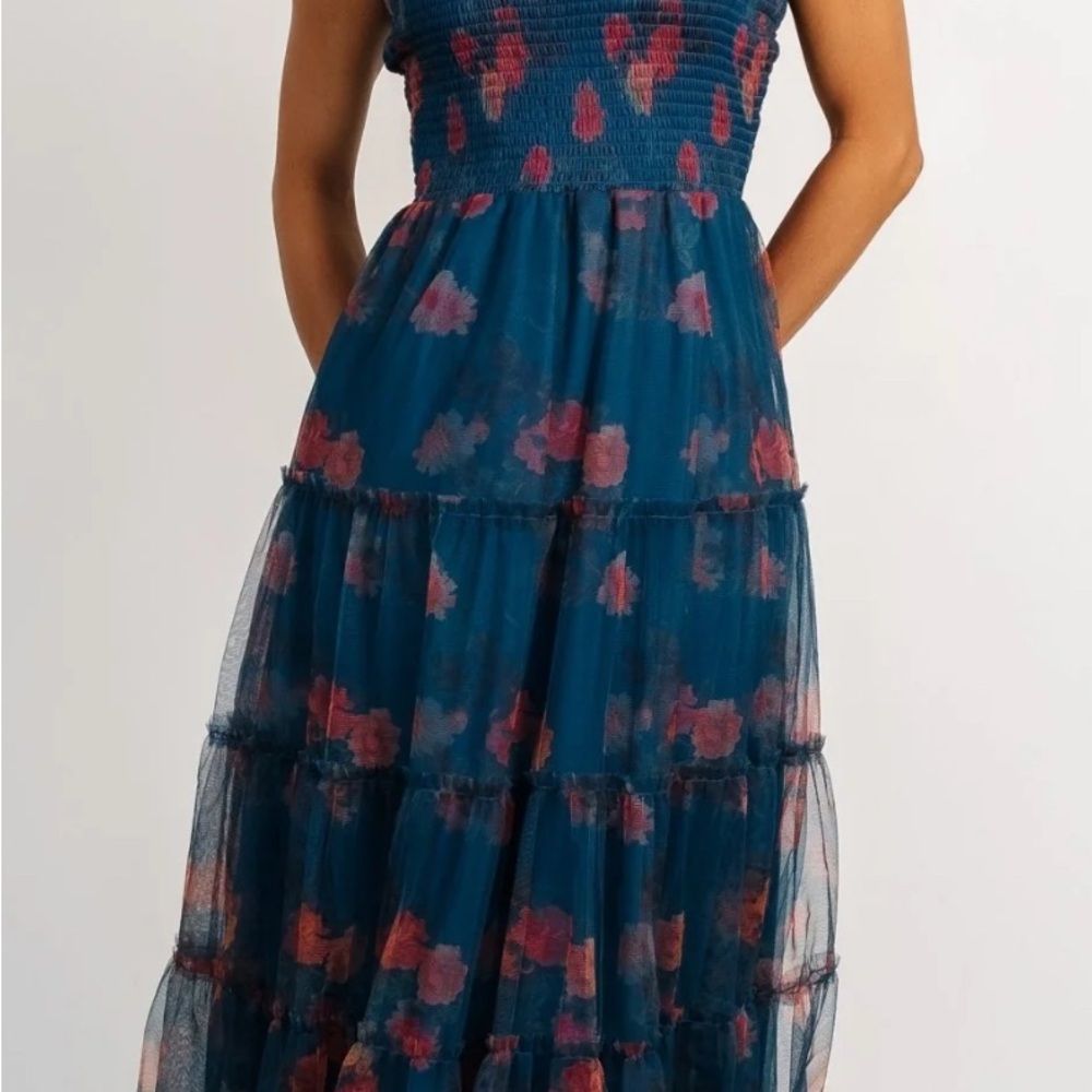 Baltic Born Blue and Red Floral Maxi Dress